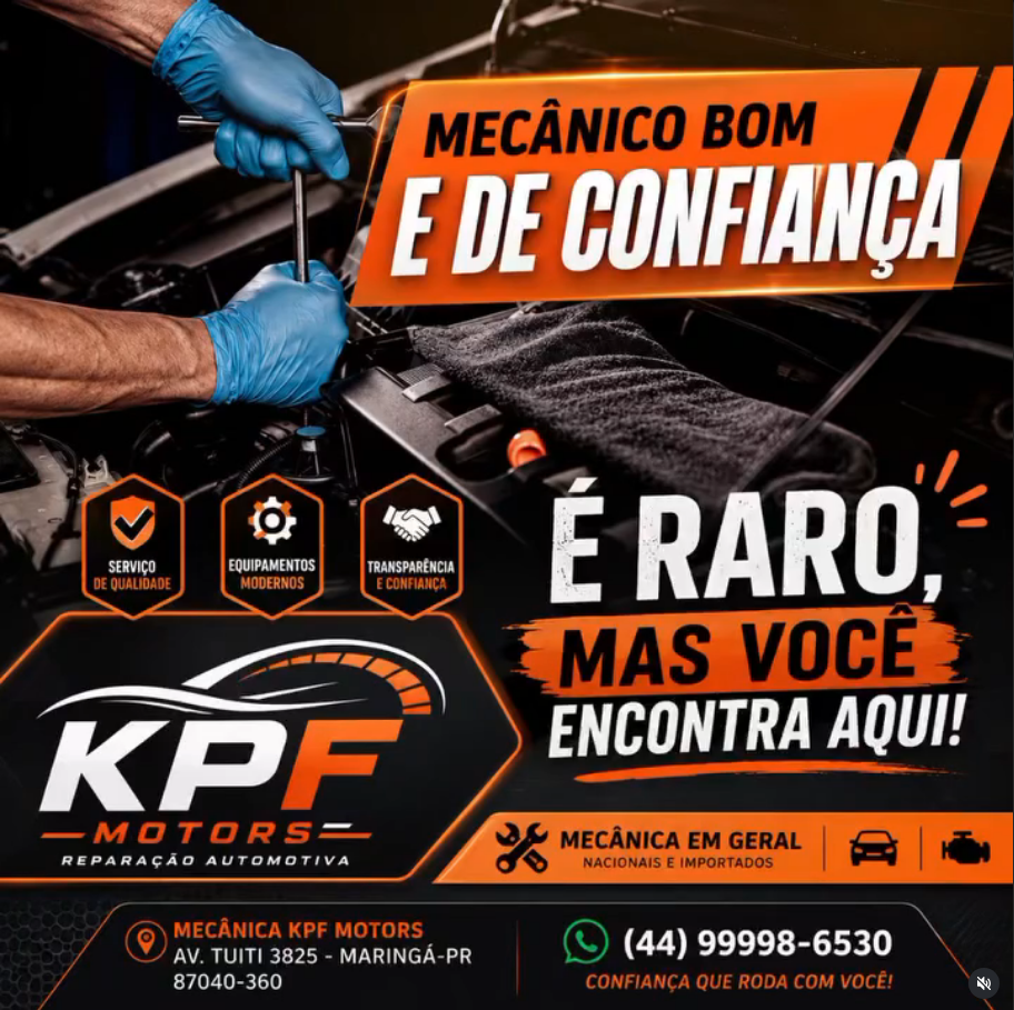Divulgação da KPF Motors: mecânico bom e de confiança